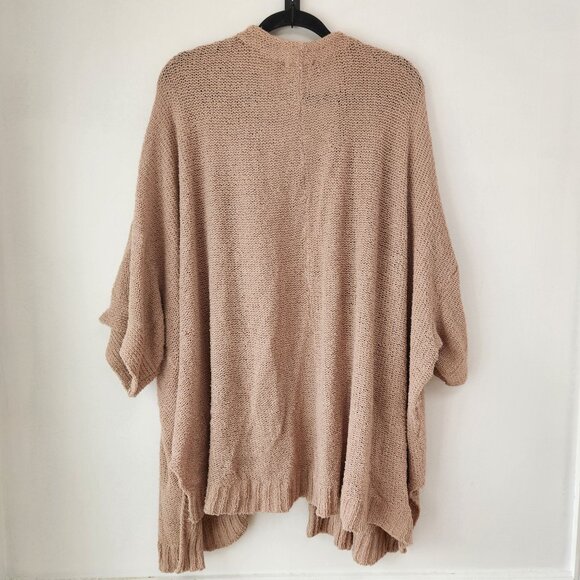 Ugg Linen Open Front Slouchy Cardigan Sweater Wrap Style Knit Slouchy Biege M/L - Picture 2 of 8